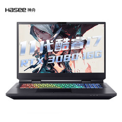 Hasee 神舟 战神 GX10-CA7KT 17.3英寸游戏本电脑（i7-11700K、16GB、1TB、RTX3080、144Hz）