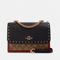 COACH 蔻驰 klare系列 女士斜挎链条包 90400 IME7V 黑色/卡其色/棕红色 小号