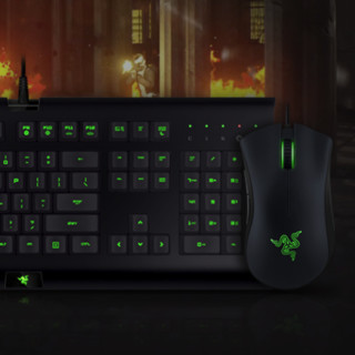 RAZER 雷蛇 萨诺狼蛛 键盘+蝰蛇2000 鼠标 有线键鼠套装 黑色