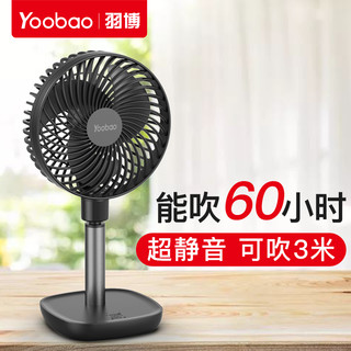 Yoobao 羽博 羽博迷你台式小电风扇静音办公室学生桌面宿舍床上便携式手持USB充电台扇流沙落地扇节能家用多功能大风力