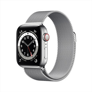 Apple 苹果 Watch Series 6 智能手表 40mm GPS+蜂窝款版 银色不锈钢表壳 银色米兰尼斯表带（GPS、心率、血氧)