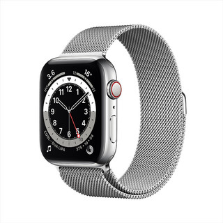 Apple 苹果 Watch Series 6 智能手表 44mm GPS+蜂窝网络版 银色不锈钢表壳 银色米兰尼斯表带（GPS、心率、血氧）