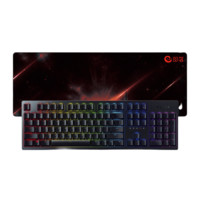RAZER 雷蛇 猎魂光蛛 104键 有线机械键盘 黑色 雷蛇紫轴（段落光轴） RGB 黑色 鼠标垫