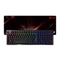 RAZER 雷蛇 猎魂光蛛 104键 有线机械键盘 黑色 雷蛇紫轴（段落光轴） RGB 黑色 鼠标垫
