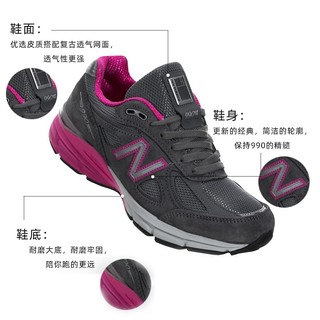 new balance 990V4 女子跑鞋 W990GP4 灰粉 37