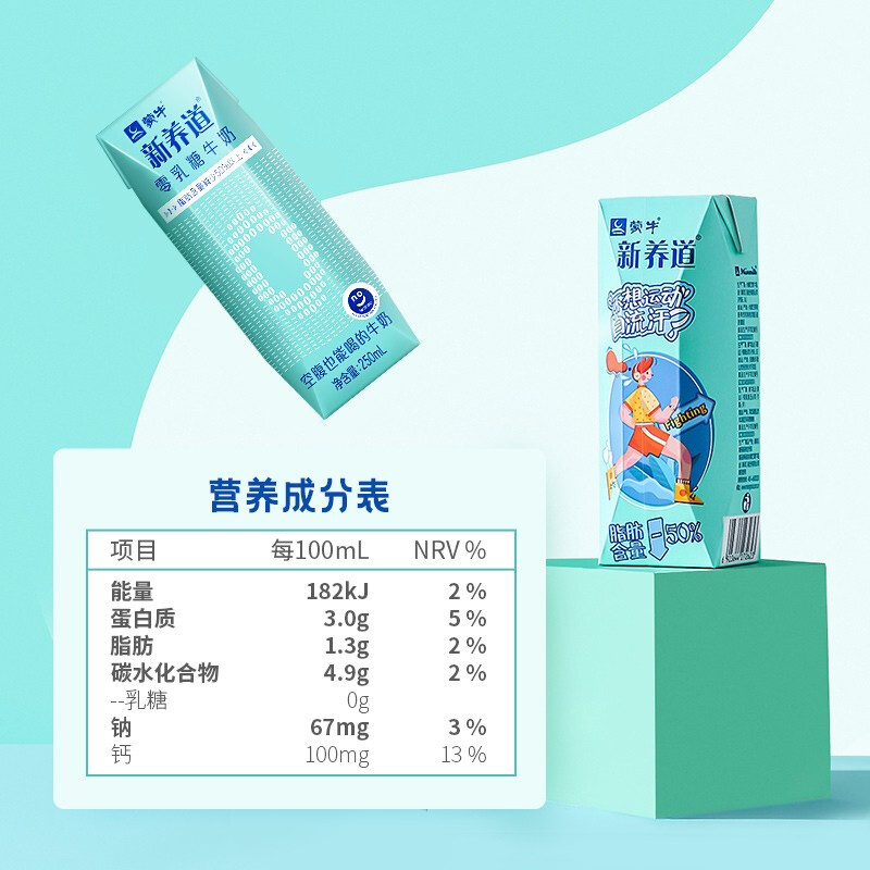 88VIP：MENGNIU 蒙牛 新养道低脂牛奶250ml*15盒0乳糖好吸收低脂轻负整箱早餐奶