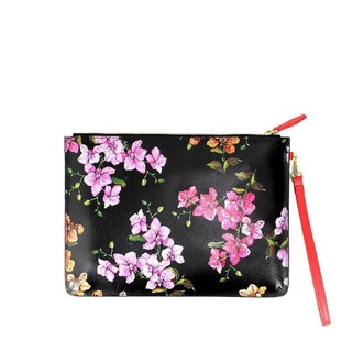 PINKO 品高  SPITTINIO BLACK LEATHER ENVELOPE WITH FLOWERS