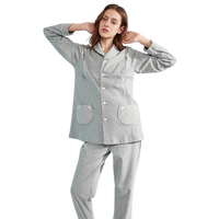 EMXEE 嫚熙 COSY舒畅系列 月子服两件套 春秋款 225g猫咪灰色 L