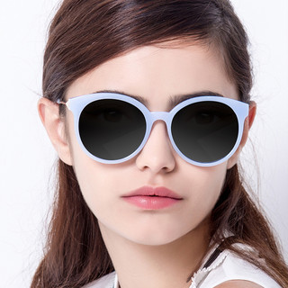 HAN 新款太阳镜日常防紫外线大脸开车驾驶专用显瘦方框墨镜 黑框蓝色片