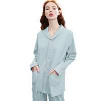 EMXEE 嫚熙 COSY舒畅系列 MX-YZF56027 月子服两件套 夏薄款 180g猫咪款蓝色 M