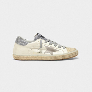 GOLDEN GOOSE DELUXE BRAND 女士Super-Star白色牛皮拼皮织物星星图案休闲鞋 G34WS590.O30 38