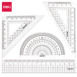 deli 得力 72002 学生基础款套尺 4件套