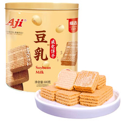 Aji  饼干零食早餐 威化饼干 豆乳味 300g/罐 铁罐装