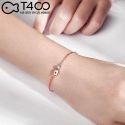 T400 小猪本命年红绳手链女镀18K爱心猪 玫瑰金色