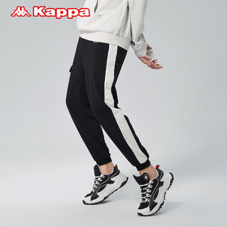 Kappa卡帕运动裤男工装裤多口袋针织长裤休闲裤小脚卫裤（XL、黑色-990）