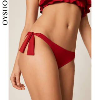 秋冬折扣 Oysho 比基尼下装低腰包臀沙滩温泉泳衣女 30728633600(XS、红色)