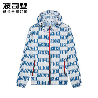 波司登短款外套防晒衣夏季男士漫威印花夹克衫（170/88A、蓝白漫威色块字母9A43）