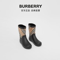 【官方正品】BURBERRY House格纹橡胶雨靴 80308471（27、典藏米色）