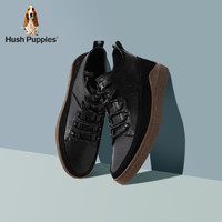 Hush Puppies2020暇步士冬新时尚年轻牛皮革男休闲高帮鞋B2D22DD0（41、黑色）