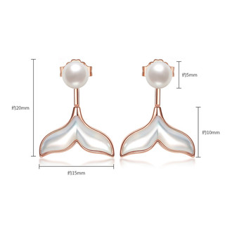 潮宏基 人鱼之恋 珍珠母贝18K金玫瑰金彩金耳钉女款 EEK34200163