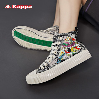 Kappa 卡帕 情侣运动帆布鞋 KPCTFVS85 韩国白/黑色-051 36
