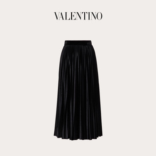 Valentino/华伦天奴女士 黑色褶饰天鹅绒短裙（XS、黑色）