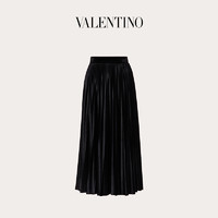 Valentino/华伦天奴女士 黑色褶饰天鹅绒短裙（M、黑色）