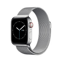 言立方 苹果手表表带 iwatch表带apple watch6/SE/5/4/3/2代通用金属米兰 月光银-米兰钢带 42/44mm【备注表盘尺寸 保护壳+水凝膜】