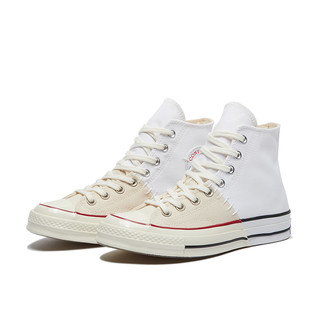 CONVERSE匡威官方 Chuck 70解构拼接高帮帆布鞋个性潮鞋164556C（44、白色/164556C）