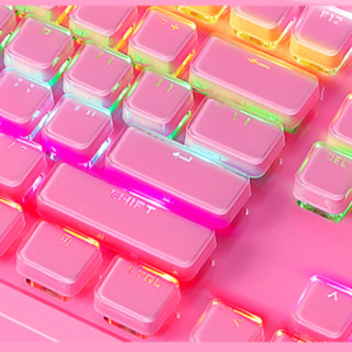 精晟小太阳 T680 104键 有线机械键盘 粉色 国产青轴 混光