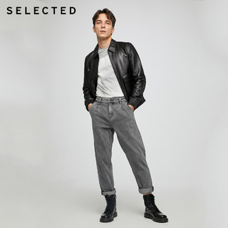 SELECTED思莱德秋季新品羊皮商务休闲男士皮衣外套S|420310006（180/100A/L、黑色BLACK）