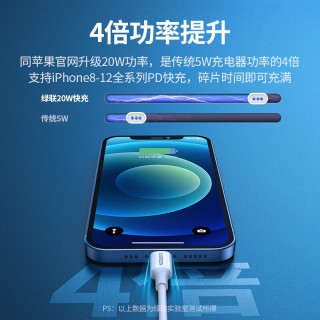 绿联 迷你小金刚苹果充电器套装PD20W充电头MFi认证数据线通用iPhone12/11/Xs手机 迷你小金刚【MFi认证PD20W快充套装1米】