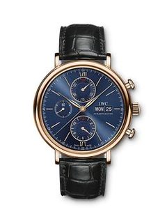 IWC 万国 Portofino 18K 5N Gold & Alligator Strap Chronograph Watch