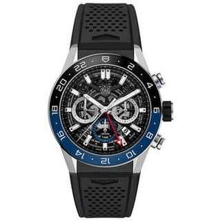 TAG Heuer 泰格豪雅 Men's Swiss Automatic Chronograph Carrera Heuer 02 Black Rubber Strap Watch 45mm