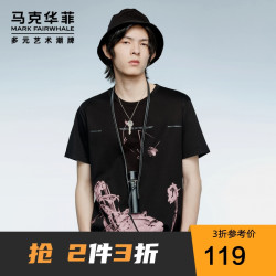 MARK FAIRWHALE 马克华菲 商场同款马克华菲潮短袖T恤男士夏季新款印花ins
