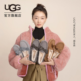 UGG秋季新款女士单鞋平底一脚蹬毛单鞋明星同款1118914（37、CHRC | 炭灰色）