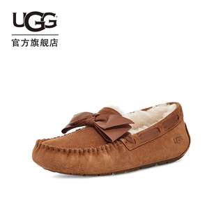 UGG秋季新款女士单鞋平底一脚蹬毛单鞋明星同款1118914（37、CHRC | 炭灰色）