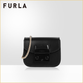 FURLA/芙拉品牌下架METROPOLIS 2020秋冬新品女士微型链条斜挎包(黑色)