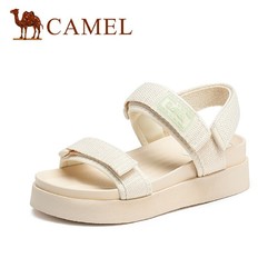 CAMEL 骆驼 A12523681 女士织带魔术贴平跟凉鞋