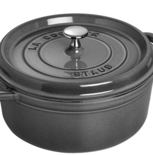 staub 珐宝 1102418 炖锅(24cm、3.8L、铸铁、灰色)