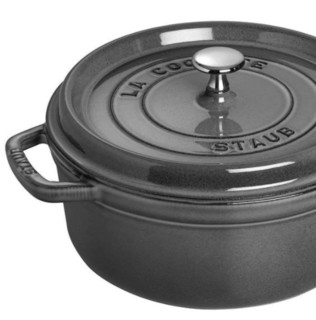 staub 珐宝 1102418 炖锅(24cm、3.8L、铸铁、灰色)