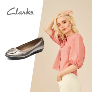商品clarks其乐女鞋春夏浅口平底奶奶单鞋女舒适休闲圆头豆豆鞋女395