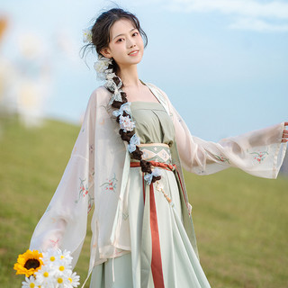 CHIXIA 池夏 改良 宋制汉服 芒种·菱歌 女士上衫四破三裥裙吊带 S1634 浅绿色 S