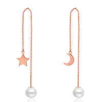 CHOW TAI FOOK 周大福 星愿系列星月相伴个性18K金珍珠耳环/耳线