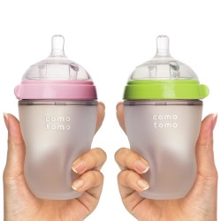 comotomo 可么多么 宽口径硅胶奶瓶 250ml 粉色+绿色两支装