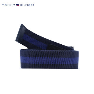 TOMMY HILFIGER 男装独特多色拼接编织针扣腰带AM0AM07066（藏青色DW5、90cm）