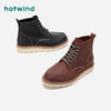 热风男鞋冬季新款男士马丁靴高帮系带时尚休闲靴H95M0435（38、01黑色）