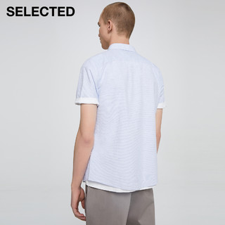 SELECTED思莱德夏季新款含棉条纹商务休闲短袖衬衫男S|420204505（185/104A/XL、漂白色OPTIC WHITE）
