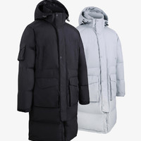 迪卡侬长款羽绒服运动羽绒服工装外套长款冬季男女棉羽轻黑MSCW 8626516（S、浅灰色）