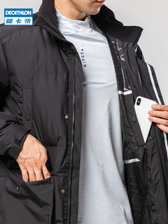 DECATHLON 迪卡侬 长款羽绒服运动羽绒服工装外套长款冬季男女棉羽轻黑MSCW 8626516（XXL、浅灰色）